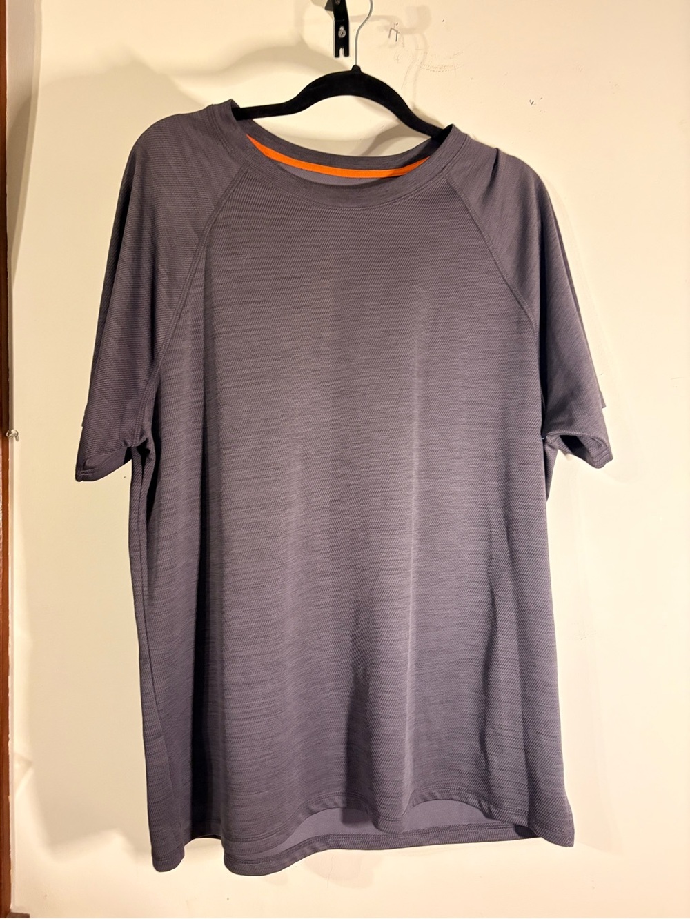 Men's Short Sleeve Crewneck Tee in Charcoal with Orange Trim
